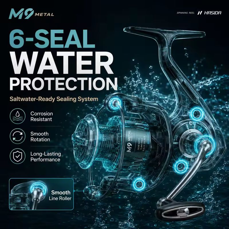 รอกสปินนิ่ง HASIDA M9 โลหะทั้ง - Fishing Boat Steering Wheel บทวิจารณ์และราคา